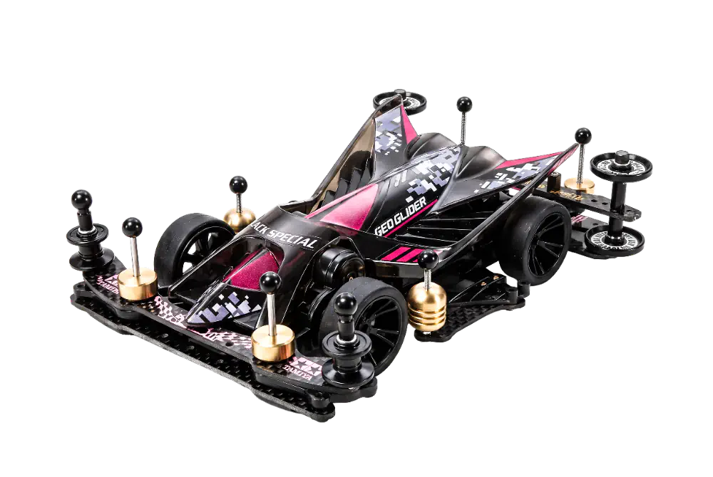 Tamiya Mini 4WD Geo Glider chassis, studio detail shot
